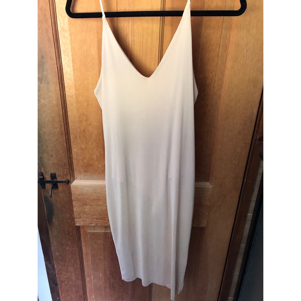 Nude & sheer spaghetti strap dress